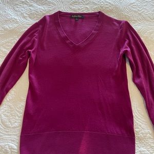 Brooks Brothers extra fine merino v neck sweater, magenta